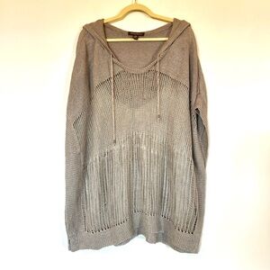 Tommy Bahama Linen Darby Hooded Poncho Coverup Sweater In Twill Women L/XL